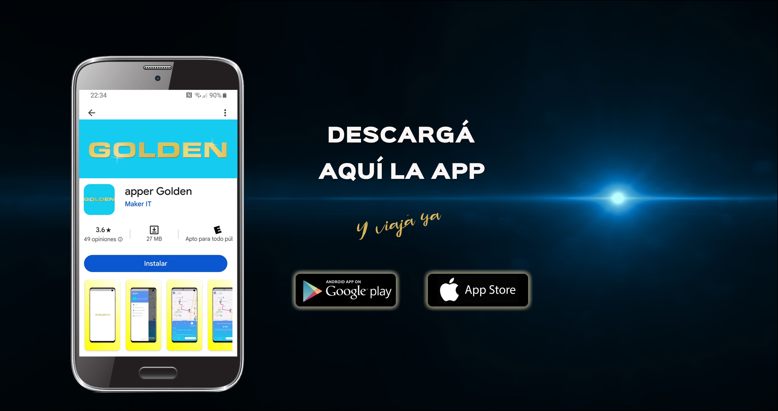 Descargá la APP de Golden Remis y mirá el video instructivo.